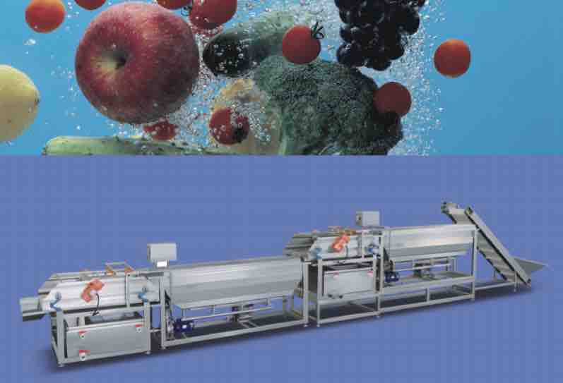 Vortex cleaning prepared-vegetable line